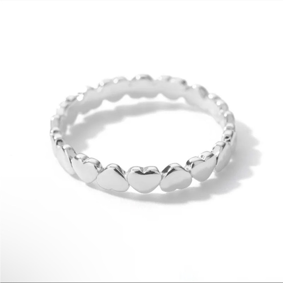 Pandora Jewelry - Stainless steel silver band of hearts love ring